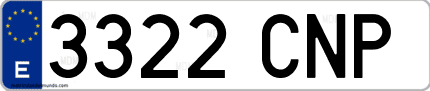 Ejemplo de matrícula de coche ordinaria 3322 CNP