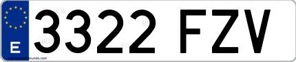 Ejemplo de matrícula española 3322 FZV