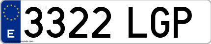 Ejemplo de matrícula de coche ordinaria 3322 LGP