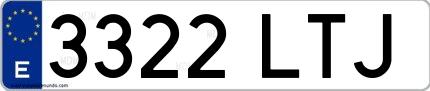 Ejemplo de matrícula española 3322 LTJ