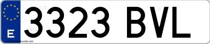 Ejemplo de matrícula española 3323 BVL