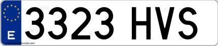 Ejemplo de matrícula española 3323 HVS