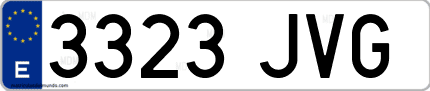 Ejemplo de matrícula de coche ordinaria 3323 JVG