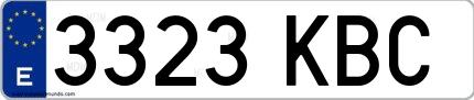 Ejemplo de matrícula española 3323 KBC