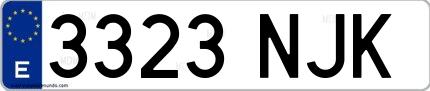 Ejemplo de matrícula española 3323 NJK