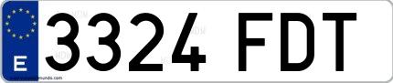 Ejemplo de matrícula española 3324 FDT