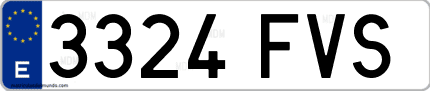 Ejemplo de matrícula de coche ordinaria 3324 FVS