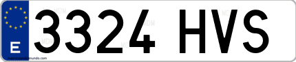 Ejemplo de matrícula de coche ordinaria 3324 HVS