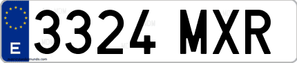 Ejemplo de matrícula de coche ordinaria 3324 MXR