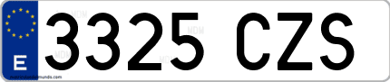 Ejemplo de matrícula de coche ordinaria 3325 CZS