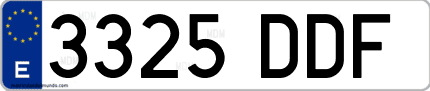 Ejemplo de matrícula de coche ordinaria 3325 DDF