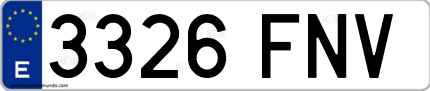 Ejemplo de matrícula de coche ordinaria 3326 FNV