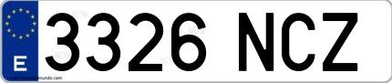 Ejemplo de matrícula española 3326 NCZ
