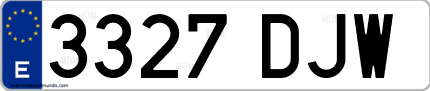 Ejemplo de matrícula de coche ordinaria 3327 DJW