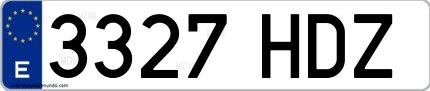 Ejemplo de matrícula española 3327 HDZ
