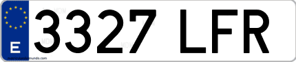 Ejemplo de matrícula de coche ordinaria 3327 LFR
