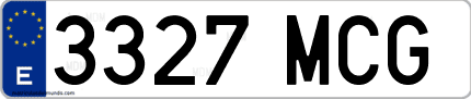 Ejemplo de matrícula de coche ordinaria 3327 MCG