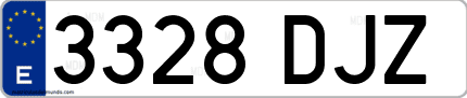 Ejemplo de matrícula de coche ordinaria 3328 DJZ