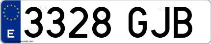 Ejemplo de matrícula española 3328 GJB