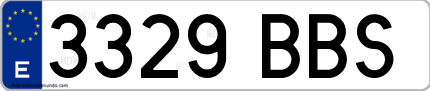 Ejemplo de matrícula de coche ordinaria 3329 BBS