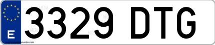 Ejemplo de matrícula española 3329 DTG