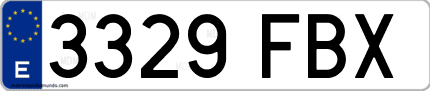 Ejemplo de matrícula de coche ordinaria 3329 FBX