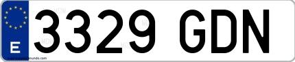 Ejemplo de matrícula española 3329 GDN