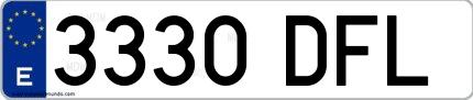 Ejemplo de matrícula española 3330 DFL