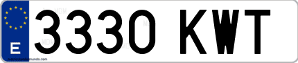 Ejemplo de matrícula de coche ordinaria 3330 KWT