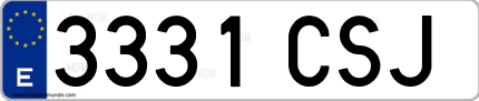 Ejemplo de matrícula de coche ordinaria 3331 CSJ