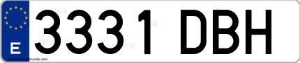 Ejemplo de matrícula de coche ordinaria 3331 DBH
