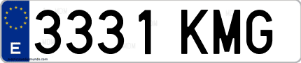 Ejemplo de matrícula de coche ordinaria 3331 KMG