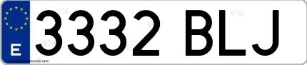 Ejemplo de matrícula española 3332 BLJ
