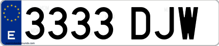 Ejemplo de matrícula de coche ordinaria 3333 DJW