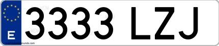 Ejemplo de matrícula española 3333 LZJ