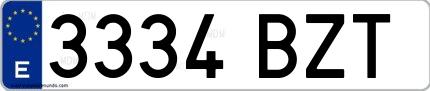 Ejemplo de matrícula española 3334 BZT