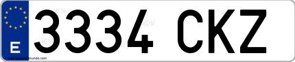 Ejemplo de matrícula española 3334 CKZ