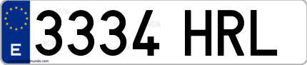 Ejemplo de matrícula de coche ordinaria 3334 HRL
