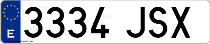 Ejemplo de matrícula de coche ordinaria 3334 JSX