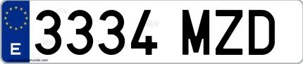 Ejemplo de matrícula española 3334 MZD