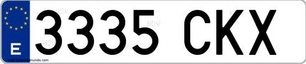 Ejemplo de matrícula española 3335 CKX