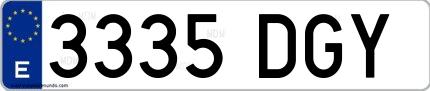 Ejemplo de matrícula española 3335 DGY