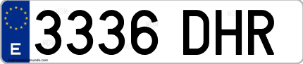 Ejemplo de matrícula de coche ordinaria 3336 DHR