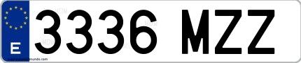 Ejemplo de matrícula española 3336 MZZ