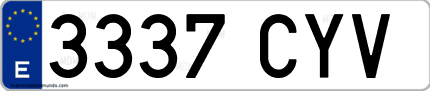 Ejemplo de matrícula de coche ordinaria 3337 CYV