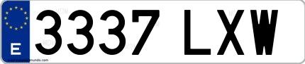Ejemplo de matrícula española 3337 LXW