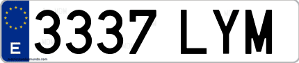 Ejemplo de matrícula de coche ordinaria 3337 LYM