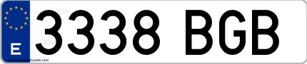Ejemplo de matrícula española 3338 BGB