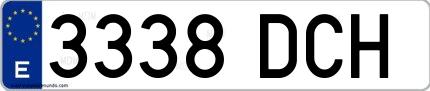Ejemplo de matrícula española 3338 DCH