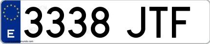 Ejemplo de matrícula española 3338 JTF